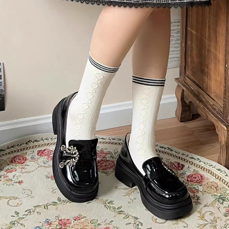 Vintage Accordion Knight Bowknot Chinese College Style Lolita Ankle Shoes 2 Colors