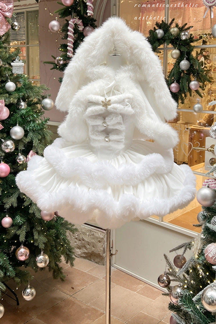 White Holiday Double-Layered Bowknot Sweet Princess Lolita Strapless Dress