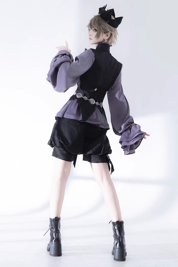 Purple Hunting Rabbits Long Sleeves Bowknot Gothic Vintage Ouji Fashion Lolita Blouse