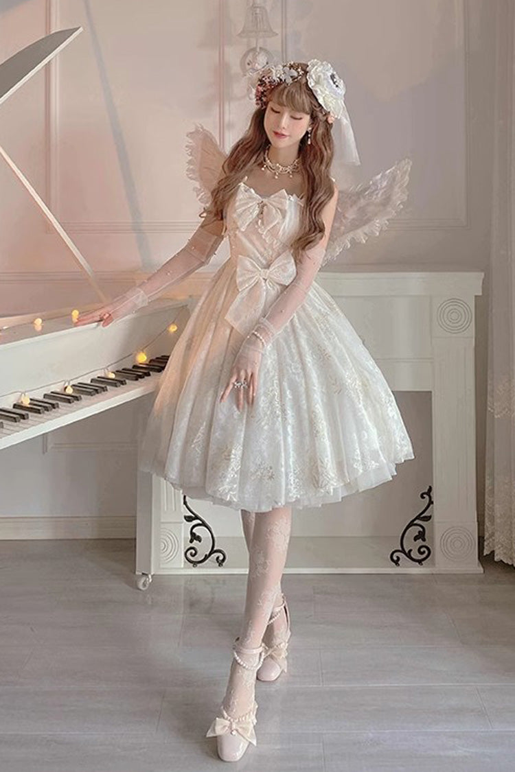 White Print Hanayome Embroidery Bowknot Sweet Lolita Prom Jsk Dress