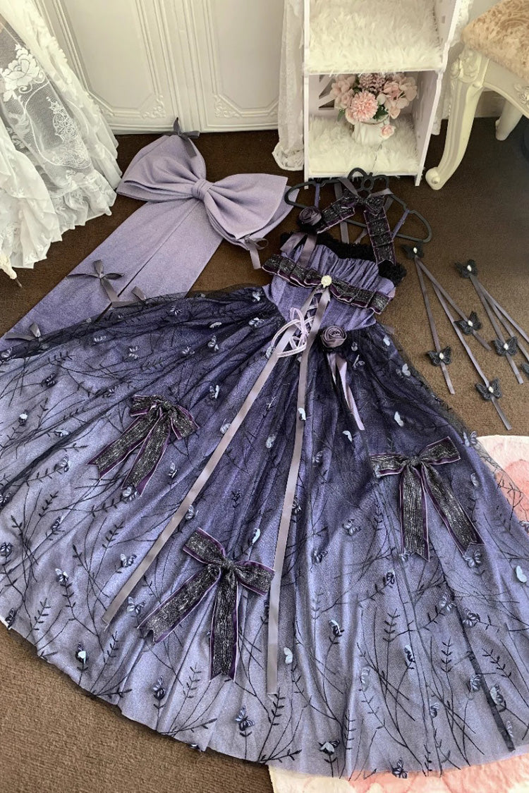 Purple Starry Night Solo Ruffle Hanayome Embroidery Bowknot Lace Sweet Gorgeous Lolita Jsk Dress
