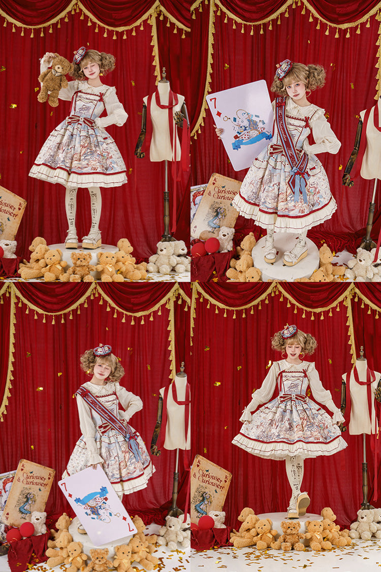 Multi-Color Nutcracker Sleeveless Print Ruffle Bowknot Sweet College Style Lolita Jsk Dress
