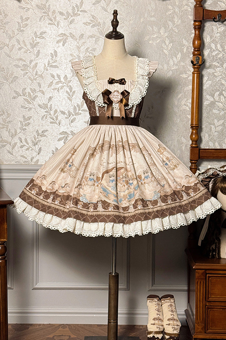 Sea Salt Fairy Tale Doll Sleeveless Print Ruffle Bowknot Sweet Lolita Jsk Dress 2 Colors