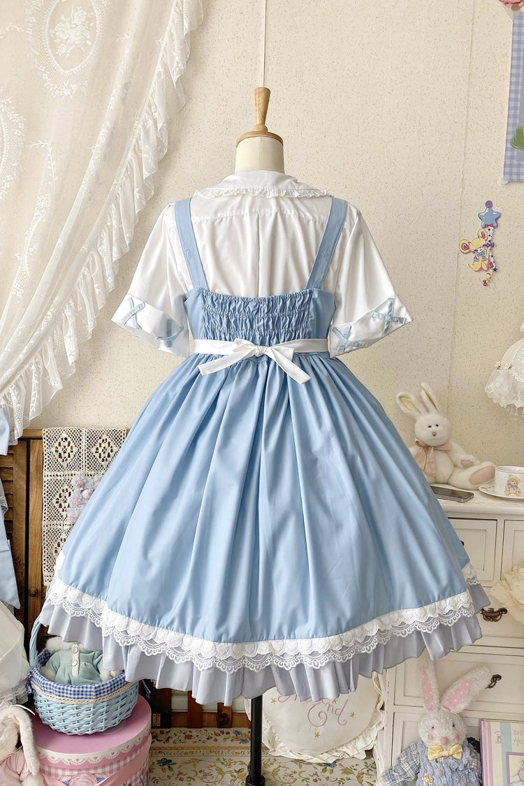 Blue Picnic Rabbit Ruffle Bowknot Lace Daily Sweet Lolita Jsk Dress Set