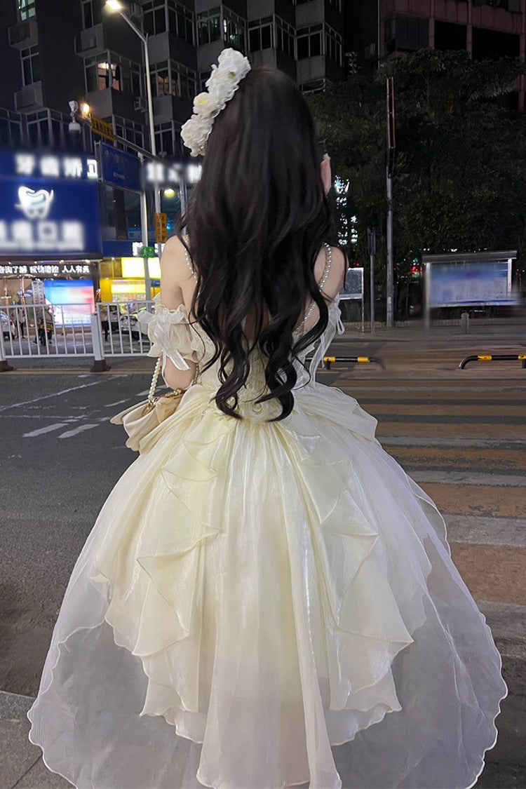 Ivory Cindy Rose Halterneck Sleeveless Ruffle Bowknot Sweet Elegant Lolita Jsk Dress