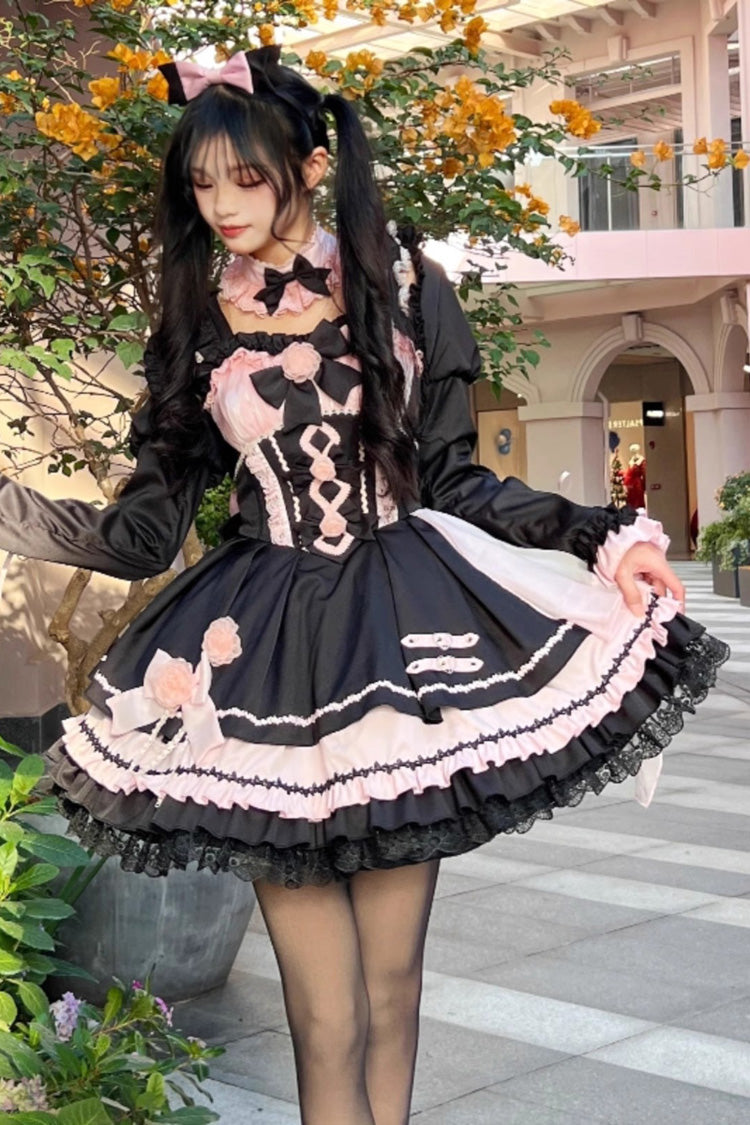 Shadow Rose Sleeveless Multi-layer Ruffle Bowknot Stitching Gothic Lolita Jsk Dress 5 Colors