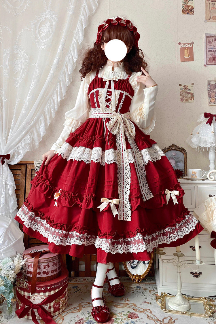 Lillian Ruffle Bowknot Lace Sweet Lolita Jsk Dress 4 Colors