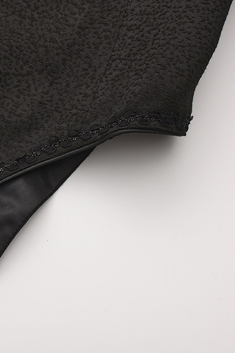 Black Eternal Gloom Portrait Back Cross Stand Collar Asymmetric Vintage Elegant Prince Gorgeous Handsome Lolita Coat