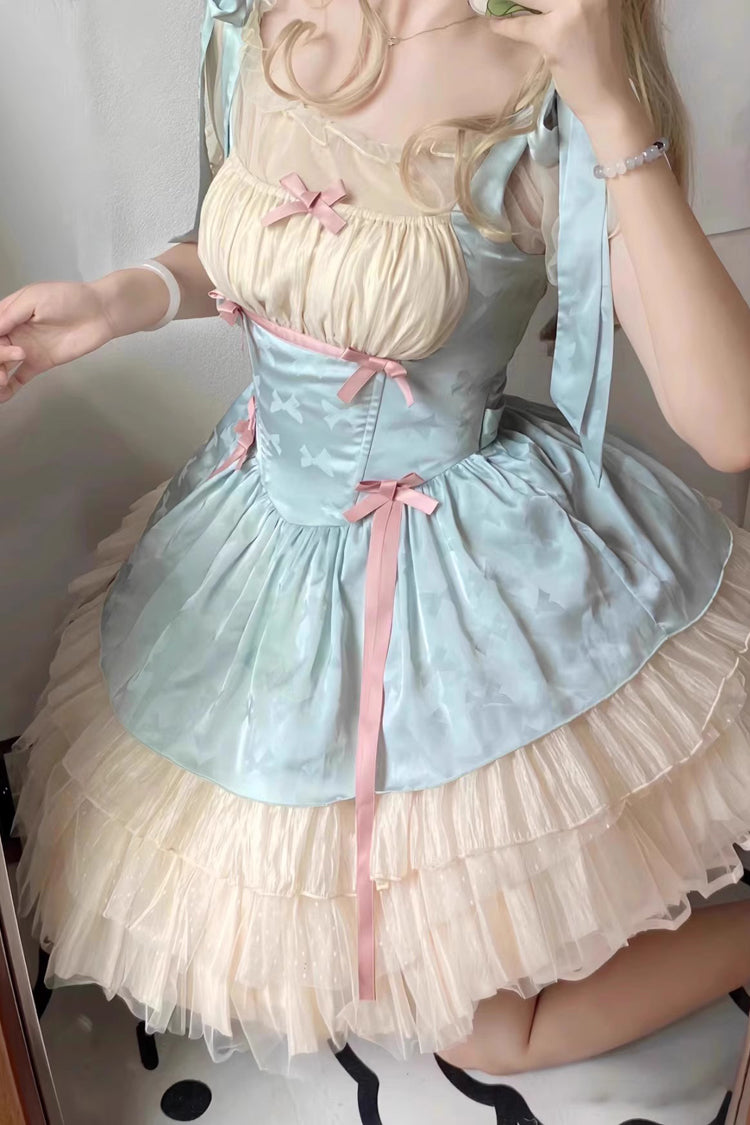 Mint Green Ribbon Ballet Style Multi-layer Ruffle Sweet Princess Lolita Jsk Dress