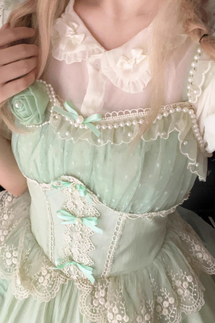 Green Multi-layer Annie's Tea Party Ruffle Hanayome Sweet Lolita Jsk Dress
