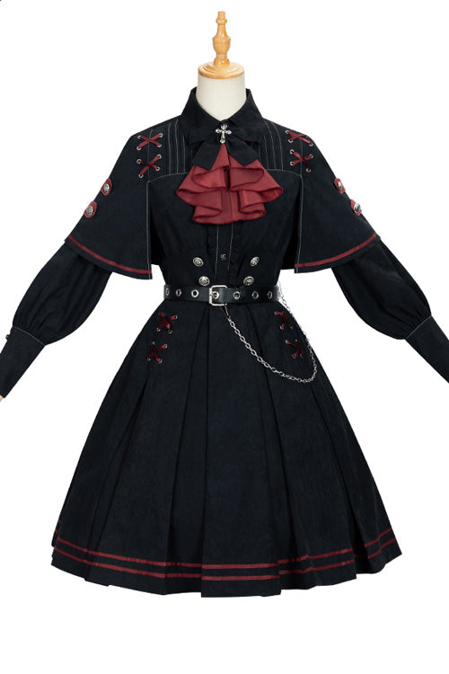 Black Punishment Execution Officer Series Military Style Shirt and Skirt Set Gothic Lolita Dress
