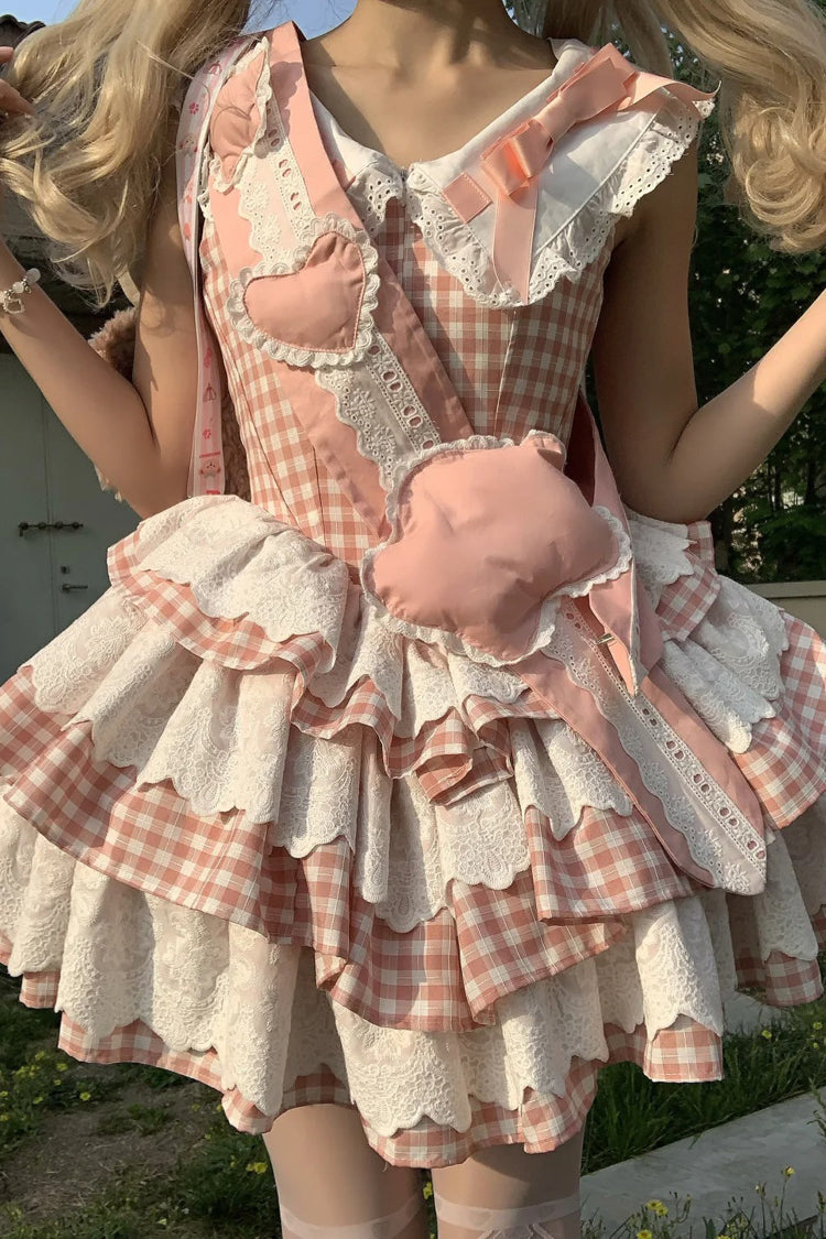Pink Star Grant Angel Triple-Layered Print Ruffle Sweet Lolita Dress