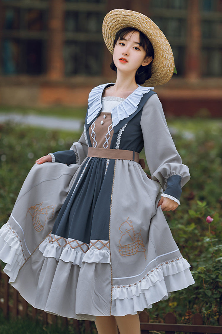 Multi-Color Detachable Collar Ruffled Sweet Lolita OP Dress