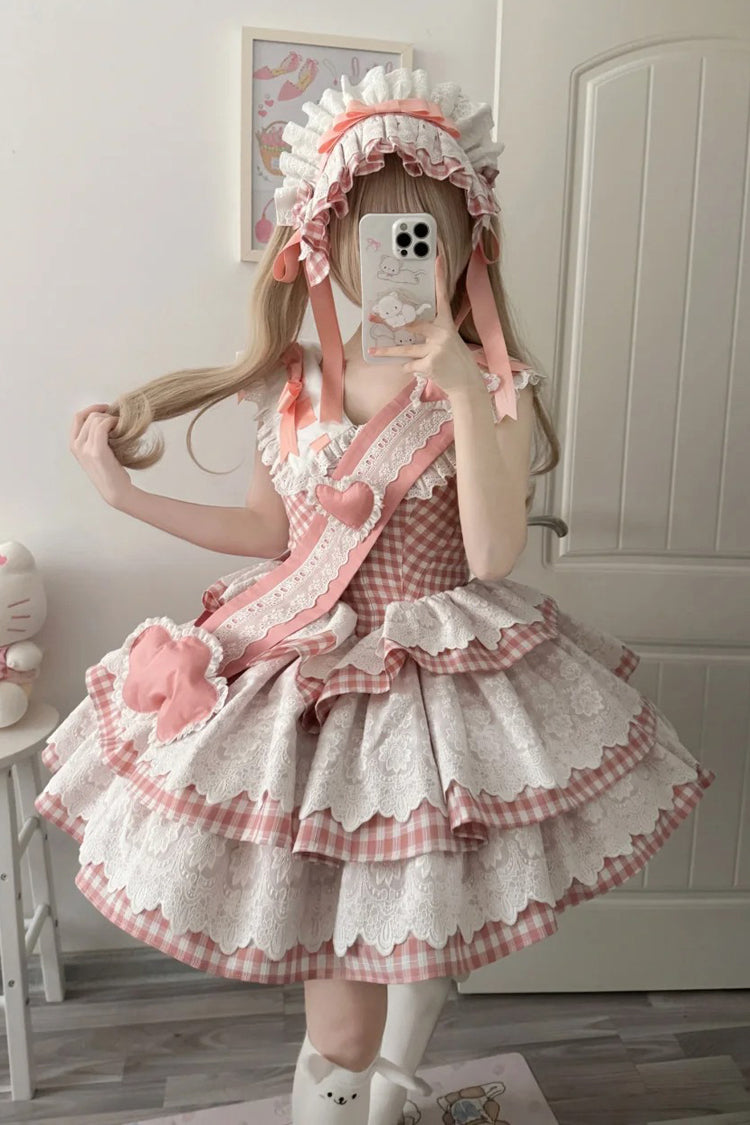 Pink Star Grant Angel Triple-Layered Print Ruffle Sweet Lolita Dress