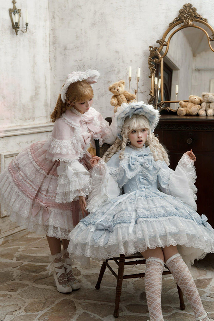 Blue Reinas Sleeveless Ruffle Bowknot Lace Sweet Lolita Jsk Dress