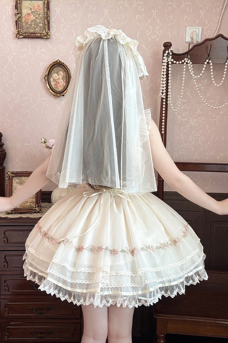 Mist Champagne Multi-Layered Ruffle Bowknot Lace Sweet Elegant Ballet Lolita Jsk Dress 3 Colors