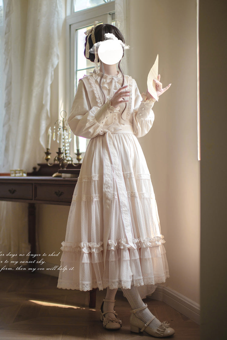 Ivory Sleeveless Ruffle Lace Sweet Japanese Elegant Lolita Jumper Dress