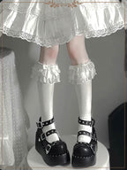 Lolita Stockings Bow Tube White Lace Calf Japanese Spring and Autumn Lolita Accessories