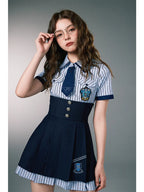 Academic Department Joint Striped Shirt Skirt Fishbone Skirt Two-piece Set Waist Set Uniform