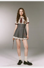 Academic Department Joint Striped Shirt Skirt Fishbone Skirt Two-piece Set Waist Set Uniform