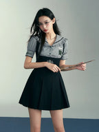 Academic Department Set Joint Fish Bone Waist Strap Skirt College Style Suit Academy Style