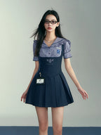 Academic Department Set Joint Fish Bone Waist Strap Skirt College Style Suit Academy Style