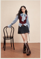 Academic Department Set Joint Skirt A-shaped Skirt College Pleated Skirt