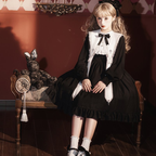 Gothic Lolita Black Anthem Cross Long Sleeve Lolita Autumn Dress