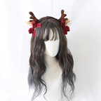 Antlers Headband Lolita Dark Red Christmas Hairpin Headgear Hair Accessories Elk Ears KC