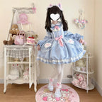 Autumn Winter Pink Long-sleeved Dress Lolita Sweet and Cute Bow Princess Dress