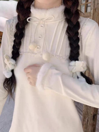 Lolita Blouses Autumn and Winter Cute Lolita Inner Long-sleeved Bottoming Shirt White