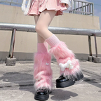 Autumn and Winter Pantyhose Warm Lolita Stockings Thickened Plush Calf Socks White Pink Bone Lolita Accessories