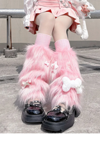 Autumn and Winter Pantyhose Warm Lolita Stockings Thickened Plush Calf Socks White Pink Bone Lolita Accessories