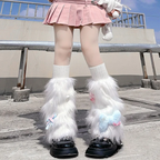 Autumn and Winter Pantyhose Warm Lolita Stockings Thickened Plush Calf Socks White Pink Bone Lolita Accessories