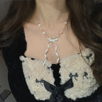 Lolita Necklace Ballet Style Pearl Streamer Bow Exquisite Dream Pentagram Sweet