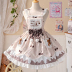 Beige Sweet Cherry Printed Doll Neck Lolita Dress