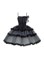 Black Butterfly Elegant Gothic Princess Dress Organza Strap Lolita Dress JSK