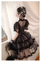 Black Butterfly Elegant Gothic Princess Dress Organza Strap Lolita Dress JSK