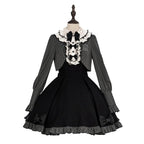 Black Classic Light Lolita Dress Ruffle Bowknot Long Sleeve OP