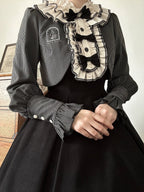 Black Classic Light Lolita Dress Ruffle Bowknot Long Sleeve OP