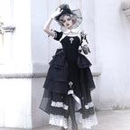 Black Elegant High Gothic Lolita Dress Fishtail SK