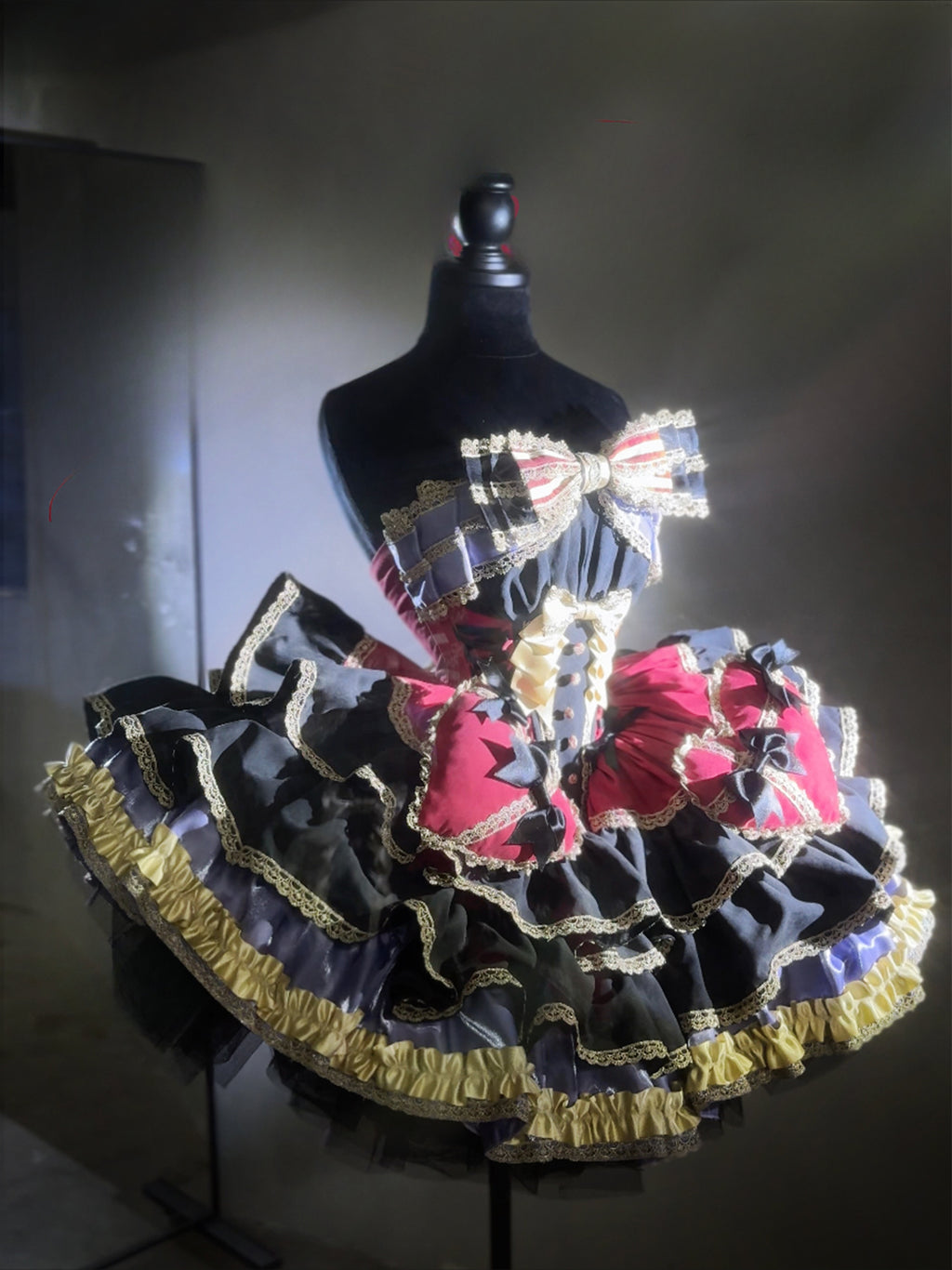 Black Gold Red Gothic Short Dress Lolita JSK Sleeveless