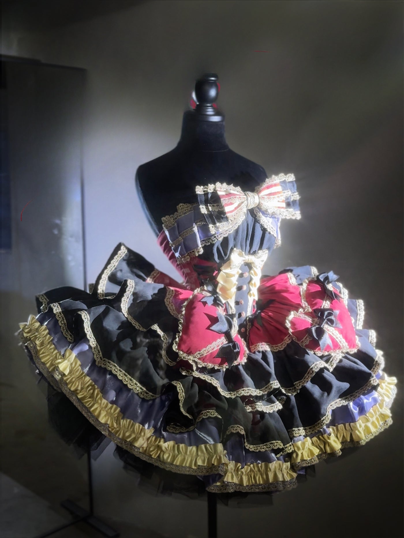 Black Gold Red Gothic Short Dress Lolita JSK Sleeveless
