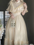 Hime Lolita Black Retro Princess Dress Court Style Short Sleeve Long Dress Op