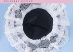 Black Gothic Lolita Witch Hat Handmade Halloween Bow Cosplay Accessory for Women