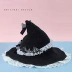 Black Gothic Lolita Witch Hat Handmade Halloween Bow Cosplay Accessory for Women