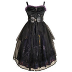 Gothic Lolita Black Star Jacquard Lace Dress for Halloween