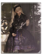 Gothic Lolita Black Star Jacquard Lace Dress for Halloween