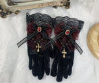 Black Lolita Handmade Gothic Elegant Lace Gloves Sleeve Accessories