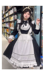 Classic Lolita Black Long Sleeve Long Dress Long Sleeve Lolita OP Dress